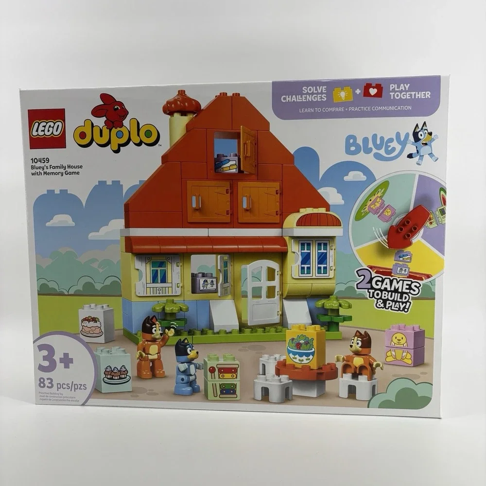 LEGO DUPLO Bluey: Bluey's Family‎ House 10459 with Memory Game Building Toy Set